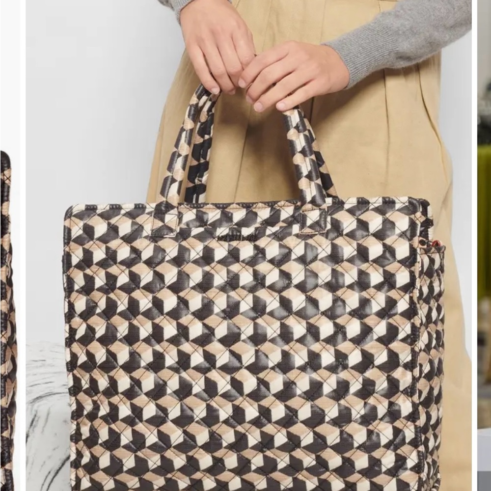 MZ Wallace Large Metro Box Tote Black and Gold